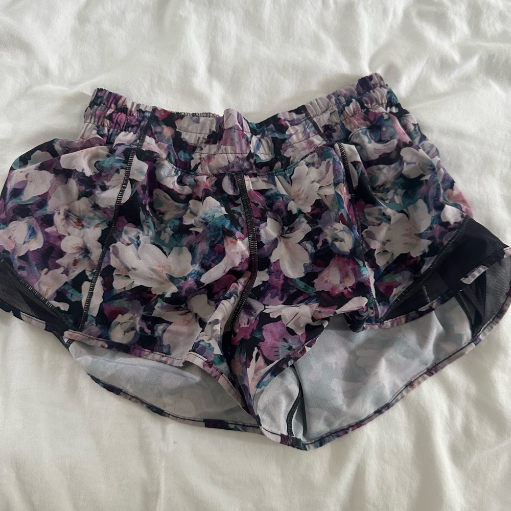 lululemon athletica 2.5" short Floral Athletic Shorts - Black, Purple, Blue